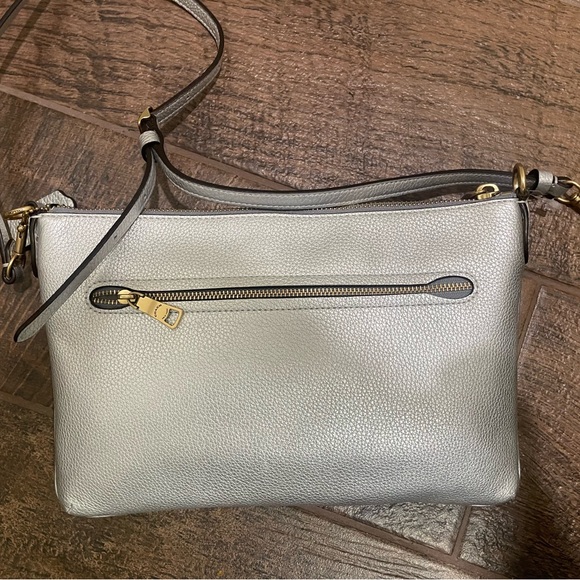 Coach Silver Crossbody Bag with Textured Leather - Picture 3 of 6